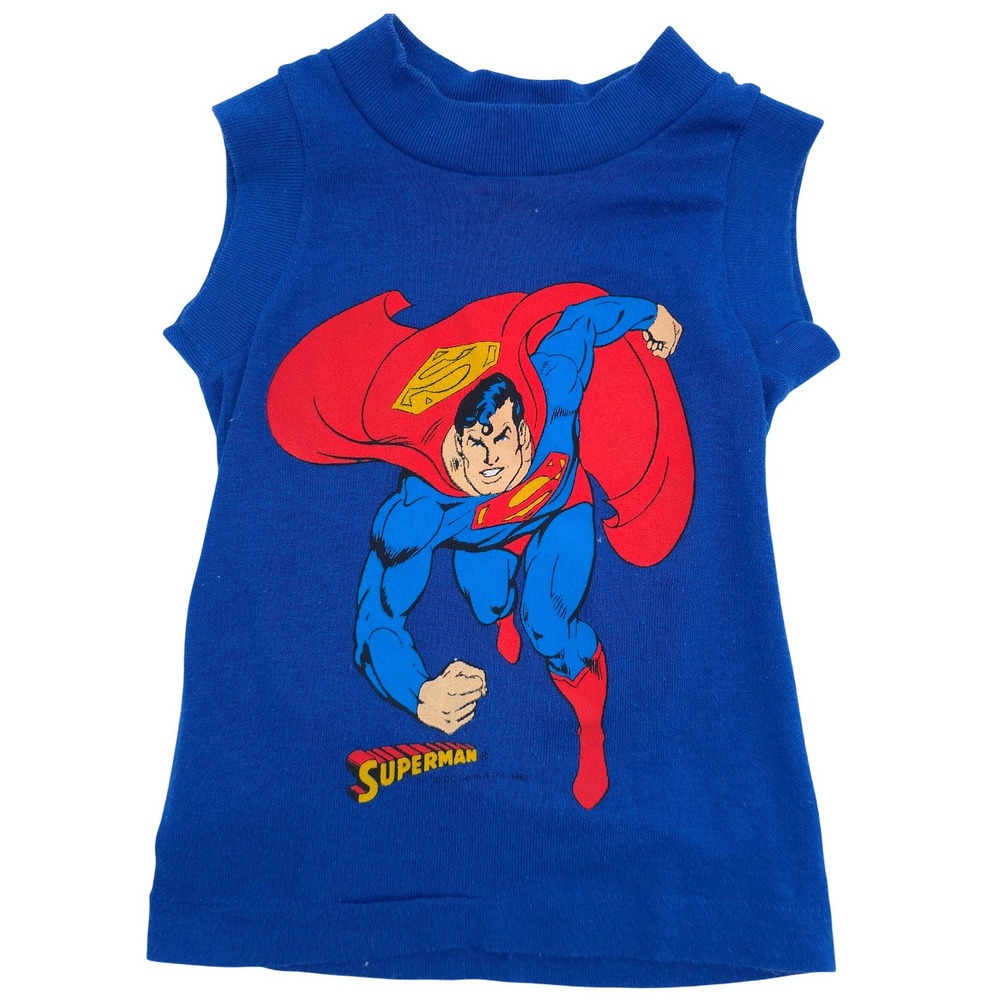 Vintage Tropix Superman Muscle Tee 1982 Made in USA Blue Kids Size 2T
